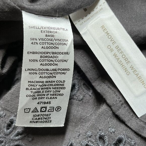 NWT Ann Taylor LOFT Gray Dress Size 4 Embroidered Eyelet Floral Flounce Hem $98 - Picture 12 of 12